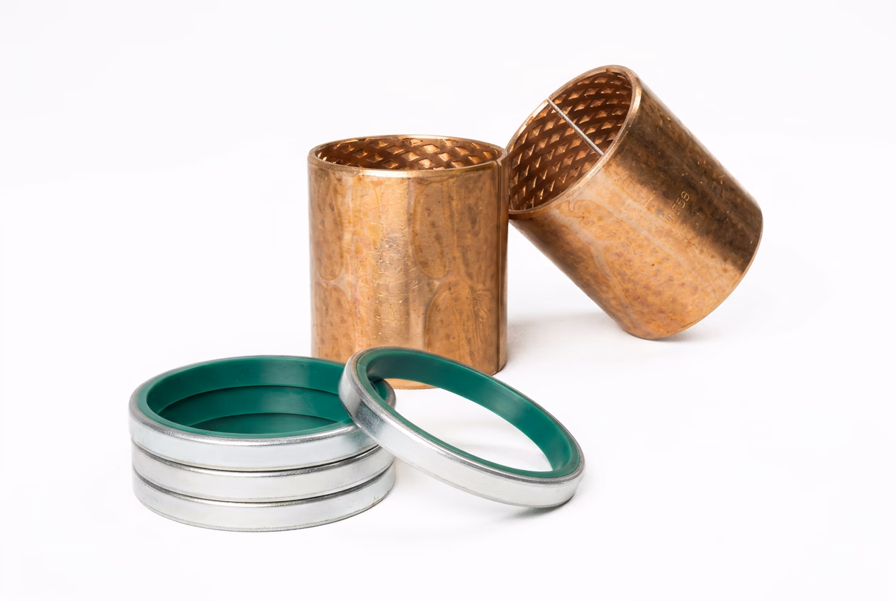Bucha de Bronze e Anel Raspador para Cabeçote Harvester 370E